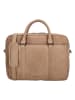 HIDE & STITCHES Leder-Businesstasche in Beige - (B)38 x (H)29 x (T)7 cm
