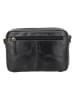 HIDE & STITCHES Leder-Umhängetasche in Schwarz - (B)21 x (H)14 x (T)4 cm