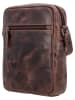 HIDE & STITCHES Leder-Umhängetasche in Braun - (B)19 x (H)23 x (T)6 cm