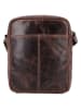 HIDE & STITCHES Leder-Umhängetasche in Braun - (B)19 x (H)23 x (T)6 cm