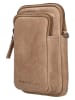 HIDE & STITCHES Leder-Handytasche in Beige - (B)12 x (H)19 x (T)5 cm