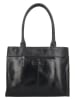 HIDE & STITCHES Leder-Schultertasche in Schwarz - (B)38 x (H)29 x (T)7 cm