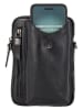 HIDE & STITCHES Leren smartphonetas zwart - (B)13 x (H)19 x (D)2 cm