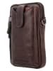 HIDE & STITCHES Skórzana torebka "Porto" w kolorze ciemnobrązowym na telefon - 13 x 19 x 2 cm