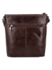 HIDE & STITCHES Leren schoudertas "Porto" donkerbruin - (B)23 x (H)23 x (D)4 cm