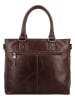 HIDE & STITCHES Leder-Henkeltasche "Porto" in Dunkelbraun - (B)35 x (H)28 x (T)9 cm