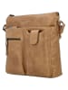 HIDE & STITCHES Leder-Umhängetasche "Porto" in Hellbraun - (B)25,5 x (H)23,5 x (T)4,5 cm
