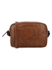 HIDE & STITCHES Leder-Umhängetasche "Westland" in Cognac - (B)22 x (H)14 x (T)6 cm