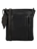 HIDE & STITCHES Leder-Umhängetasche in Schwarz - (B)17 x (H)20 x (T)2 cm
