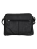 HIDE & STITCHES Leder-Umhängetasche in Schwarz - (B)20 x (H)26 x (T)8 cm