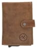 HIDE & STITCHES Leren portemonnee lichtbruin - (B)8 x (H)10 x (D)1,5 cm