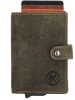 HIDE & STITCHES Leren portemonnee "Idaho" donkergroen - (B)10 x (H)8 x (D)1,5 cm
