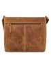 HIDE & STITCHES Leder-Umhängetasche "Idaho" in Camel - (B)27 x (H)23 x (T)7 cm
