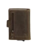 HIDE & STITCHES Leder-Geldbörse in Khaki - (B)8 x (H)10 x (T)2 cm