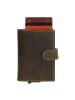 HIDE & STITCHES Leder-Geldbörse in Khaki - (B)8 x (H)10 x (T)2 cm