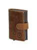 HIDE & STITCHES Leder-Geldbörse in Hellbraun - (B)8 x (H)10 x (T)2 cm