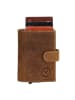HIDE & STITCHES Leder-Geldbörse in Hellbraun - (B)8 x (H)10 x (T)2 cm
