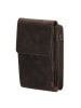 HIDE & STITCHES Leder-Handytasche in Braun - (B)11 x (H)20 x (T)3 cm