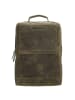 HIDE & STITCHES Leder-Rucksack in Khaki - (B)30 x (H)40 x (T)10 cm