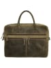 HIDE & STITCHES Leder-Businesstasche in Khaki - (B)40 x (H)30,5 x (T)7 cm