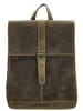 HIDE & STITCHES Leren rugzak kaki - (B)25,5 x (H)32,5 x (D)12 cm