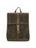 HIDE & STITCHES Skórzany plecak w kolorze khaki - 25,5 x 32,5 x 12 cm