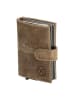 HIDE & STITCHES Leder-Geldbörse in Beige - (B)8 x (H)10 x (T)2 cm