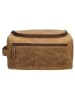 HIDE & STITCHES Leder-Kosmetiktasche in Hellbraun - (B)26 x (H)15 x (T)14,5 cm