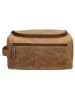 HIDE & STITCHES Leder-Kosmetiktasche in Hellbraun - (B)26 x (H)15 x (T)14,5 cm