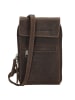HIDE & STITCHES Leren smartphonetas bruin - (B)17 x (H)10 x (D)1,5 cm