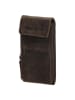 HIDE & STITCHES Leren smartphonetas bruin - (B)17 x (H)10 x (D)1,5 cm