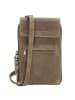 HIDE & STITCHES Leder-Handytasche in Khaki - (B)10 x (H)17 x (T)1,5 cm
