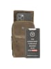 HIDE & STITCHES Leder-Handytasche in Khaki - (B)10 x (H)17 x (T)1,5 cm