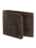 HIDE & STITCHES Leder-Geldbörse in Braun - (B)12 x (H)9,5 x (T)2 cm