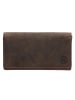 HIDE & STITCHES Leren portemonnee bruin - (B)15,3 x (H)9 x (D)3 cm