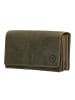 HIDE & STITCHES Leren portemonnee kaki - (B)15,3 x (H)9 x (D)3 cm