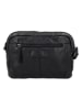 HIDE & STITCHES Leder-Umhängetasche in Schwarz - (B)23 x (H)17 x (T)5 cm