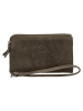 HIDE & STITCHES Leder-Geldbörse in Khaki - (B)16 x (H)9 x (T)2 cm