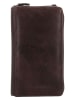 HIDE & STITCHES Leren smartphonetas "Paint Rock" donkerbruin - (B)11 x (H)19 x (D)3 cm