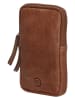 HIDE & STITCHES Leder-Handytasche in Cognac - (B)10 x (H)18 x (T)2,5 cm