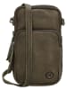 HIDE & STITCHES Leder-Handytasche in Khaki - (B)10 x (H)17 x (T)4 cm