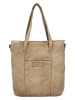 HIDE & STITCHES Leder-Schultertasche in Beige - (B)39 x (H)37 x (T)9 cm