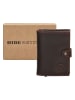 HIDE & STITCHES Leren portemonnee donkerbruin - (B)7 x (H)10 x (D)1,5 cm