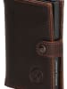 HIDE & STITCHES Leren portemonnee donkerbruin - (B)7 x (H)10 x (D)1,5 cm