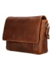 HIDE & STITCHES Leder-Umhängetasche in Cognac - (B)28 x (H)19 x (T)7 cm