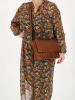 HIDE & STITCHES Leder-Umhängetasche in Cognac - (B)28 x (H)19 x (T)7 cm