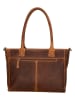 HIDE & STITCHES Leder-Schultertasche "Japura" in Hellbraun - (B)31 x (H)24 x (T)8 cm