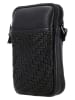 HIDE & STITCHES Leder-Handytasche "Inspired by illusion" in Schwarz - (B)12 x (H)20 x (T)4 cm