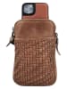 HIDE & STITCHES Leder-Handytasche "Inspired by illusion" in Braun - (B)12 x (H)20 x (T)4 cm