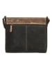HIDE & STITCHES Leder-Umhängetasche in Khaki/ Schwarz - (B)29 x (H)25 x (T)8 cm
